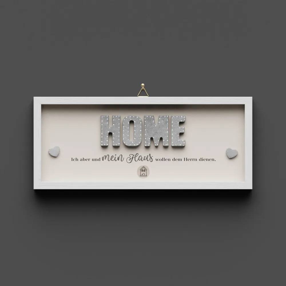 Wandbild aus Holz HOME Jos. 24,15 - Dekobild mit Aufhänger