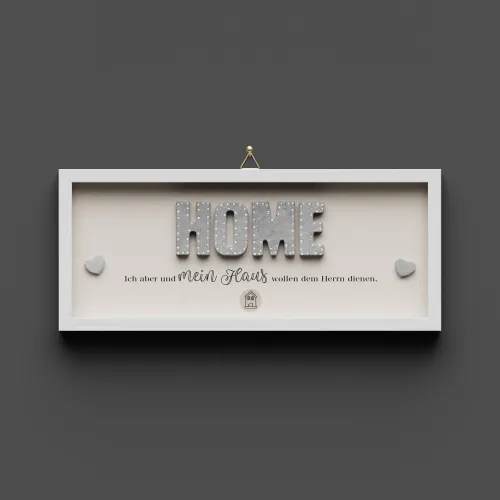 Wandbild aus Holz HOME Jos. 24,15 - Dekobild mit Aufhänger