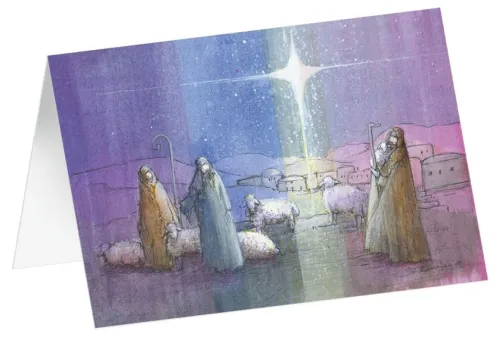 Kunstfaltkarte - Kommet ihr Hirten - ohne Text mit weissem Umschlag