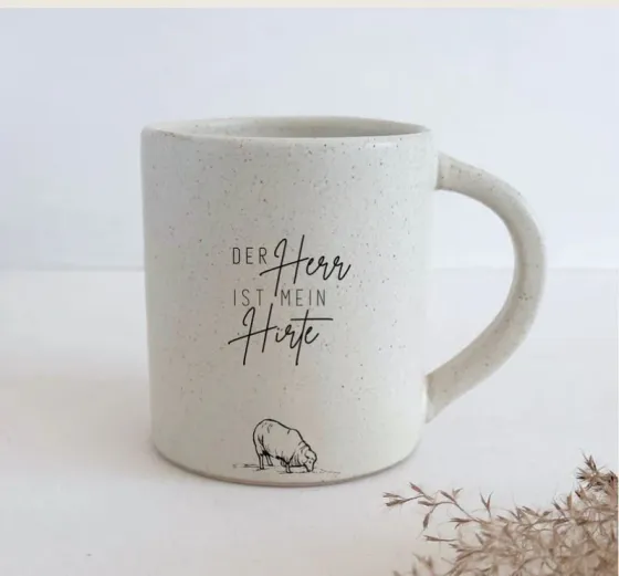 Tasse Biggy - Der Herr ist mein Hirte - Steingut, beige gesprenkelt, 400ml