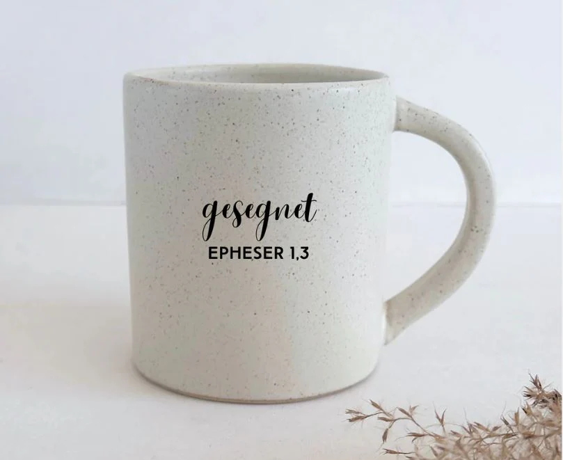 Tasse - gesegnet - Steingut, beige gesprenkelt, 400ml