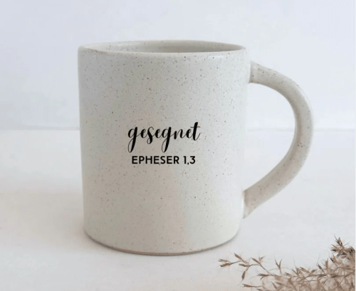 Tasse - gesegnet - Steingut, beige gesprenkelt, 400ml