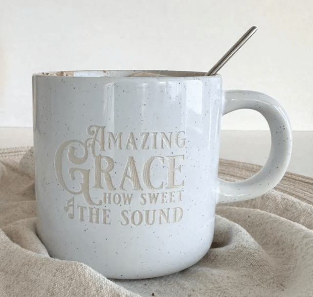 Tasse Shiny - Amazing Grace - Steingut lakiert, weiss gesprenkelt, 320ml