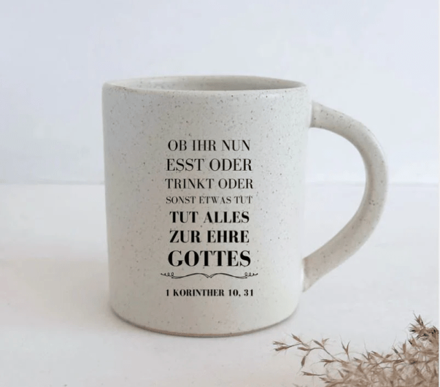 Tasse Biggy - Ob ihr nun esst oder trinkt - Steingut, beige gesprenkelt, 400ml