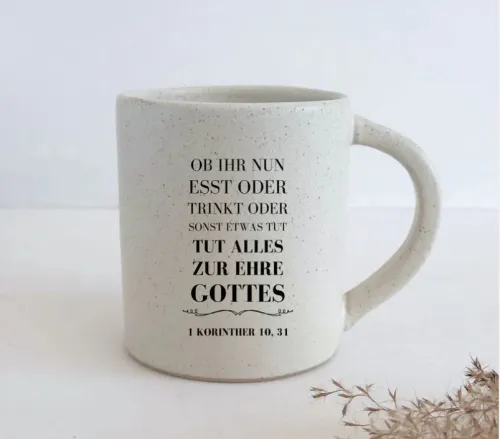 Tasse Biggy - Ob ihr nun esst oder trinkt - Steingut, beige gesprenkelt, 400ml