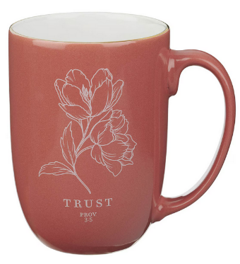 Tasse - Vertraue - rosa, Blumenmotif, 444ml