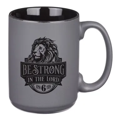 Tasse - Sei stark - grau, Löwenmotif, 444ml