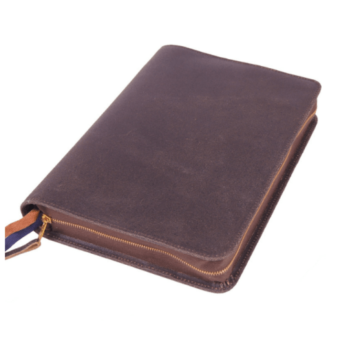 Bibelhülle Leder für Schreibrandbibel - braun im used-look