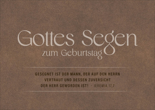 Faltkarte Gottes Segen zum Geburtstag - Jeremia 17,7