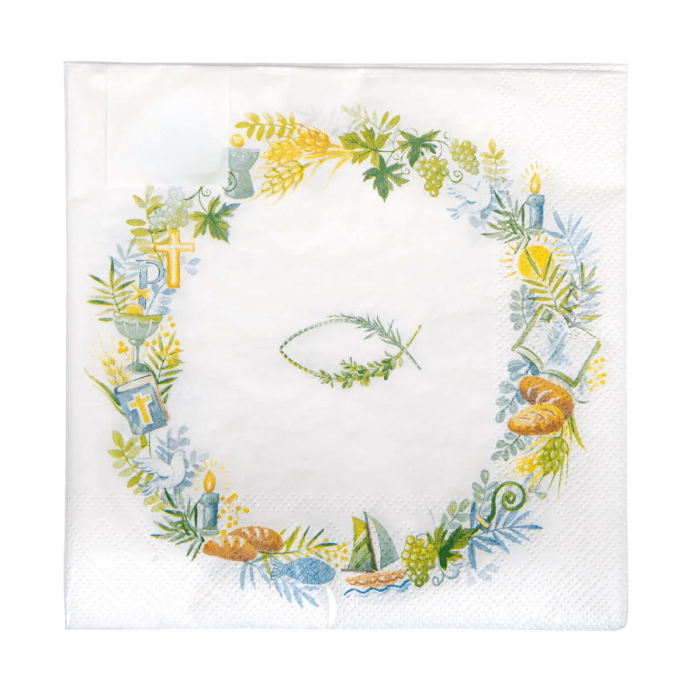 Kranz mit Fischsymbol - Servietten 20 Stück