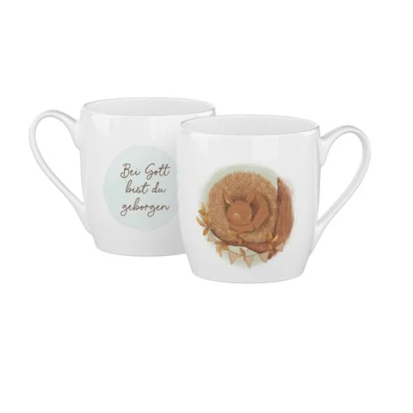 Tasse - Bei Gott bist du geborgen - weiss, 280ml, Eichhörnchen