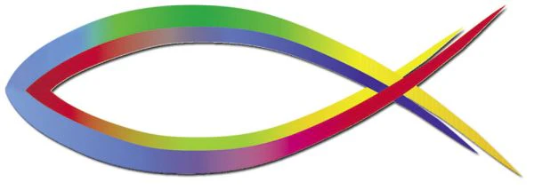 Fischaufkleber - Regenbogenfarben transparent