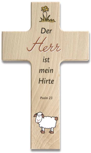 Holzkreuz - Psalm 23 - Buchenholz