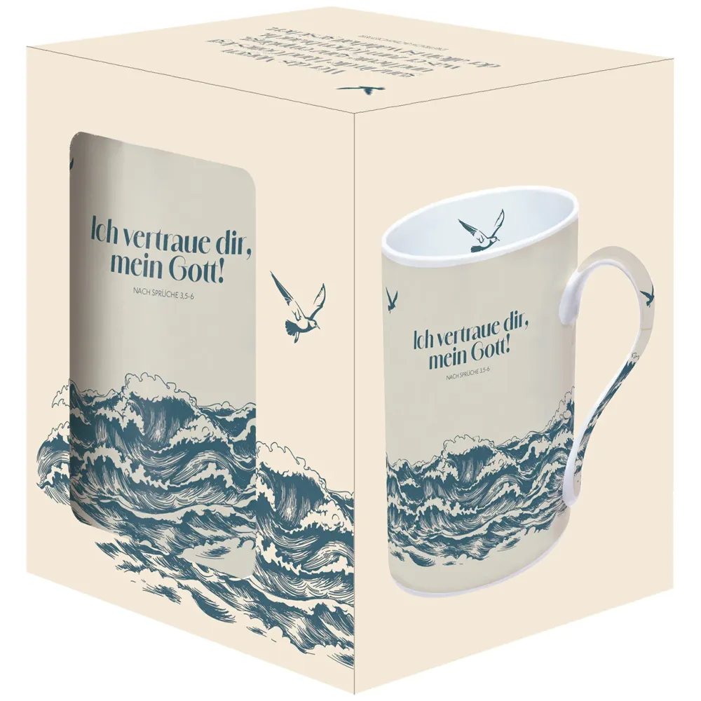 Tasse - Ich vertrau dir, mein Gott - weiss, 270ml, Motiv Meer