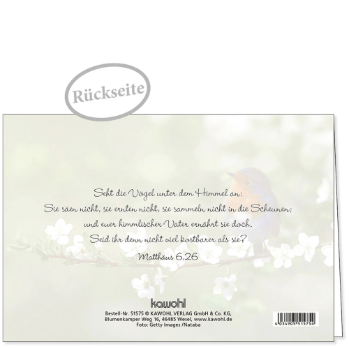 Faltkarte - Gottes Segen zum Geburtstag - Vogel - mit Umschlag