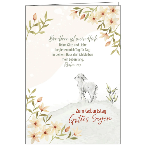 Faltkarte - Zum Geburtstag Gottes Segen - Psalm 23 - mit Umschlag