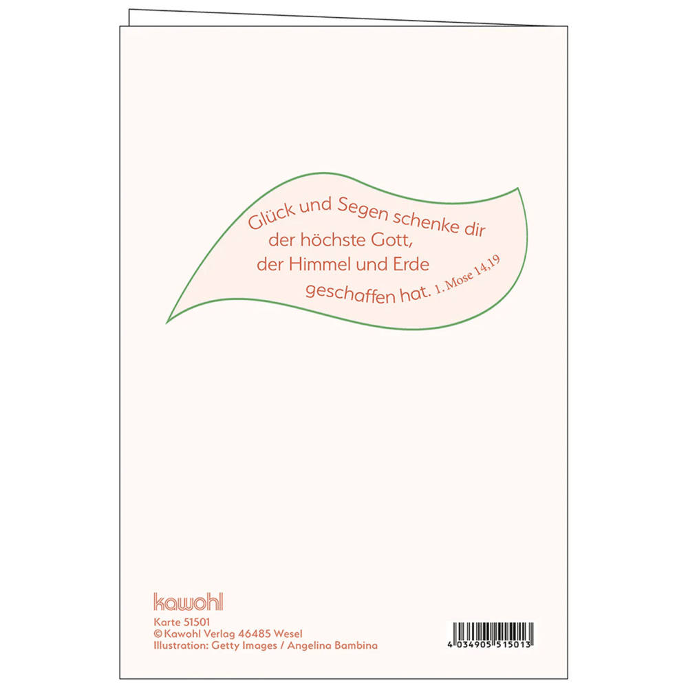 Faltkarte - Herzlichen Glückwunsch und Gottes Segn - Blumen - mit Umschlag