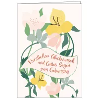 Faltkarte - Herzlichen Glückwunsch und Gottes Segen - Blumen - mit Umschlag