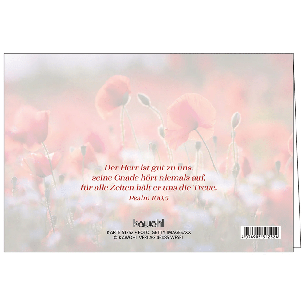 Faltkarte - Zum Geburtstag alles Gute und Gottes Segen - Klatschmohn - mit Umschlag