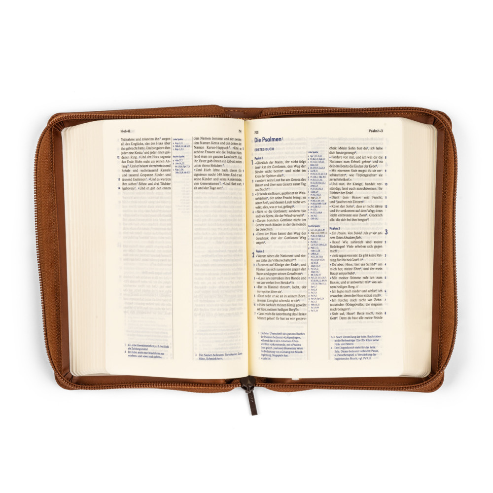 Elberfelder Bibel Taschenausgabe - Kunstleder braun, Reissverschluss