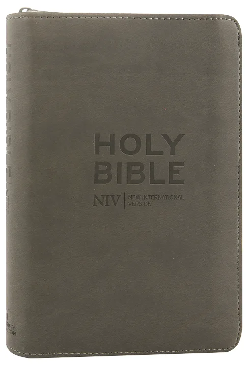 Englisch, Bibel New International Version, Kunstleder, grau, Reissverschluss - Pocket Charcoal...