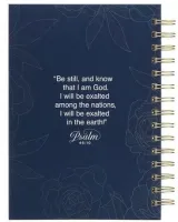 Notizbuch - Be still and know / Sei still und wisse - mit Spiralbindung, blau, Rosen