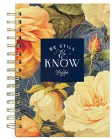 Notizbuch - Be still and know / Sei still und wisse - mit Spiralbindung, blau, Rosen