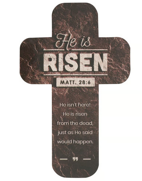 Minikarte - He is risen / Er ist auferstanden - braun, Kreuz