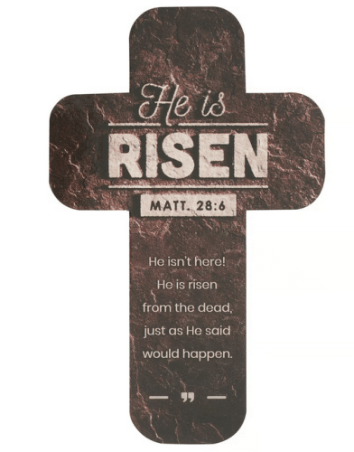 Minikarte - He is risen / Er ist auferstanden - braun, Kreuz