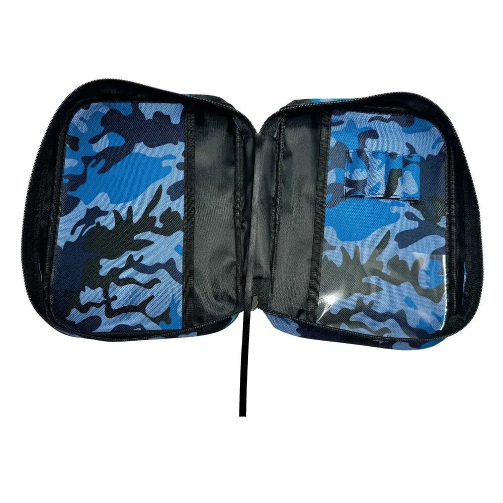 Bibelhülle Ichthys XL - blau, Nylon mit Tragegriff, Leseband, Stiftschllaufe