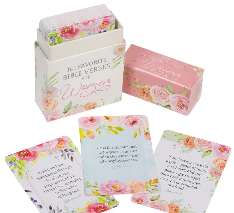 Englisch, Bibelverskarten für Frauen - 51 Stück doppelseitig