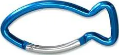 Karabinerhaken Fischform (blau) - Fischform, Länge ca. 8,5 cm