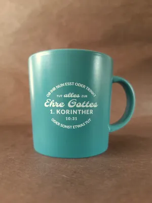 Tasse - Zur Ehre Gottes - Meerblau, 355ml