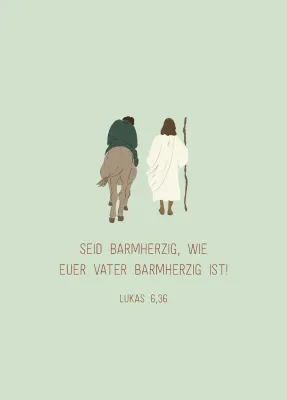 Postkarte - Barmherzigkeit leben, Lukas 6:36 - grün