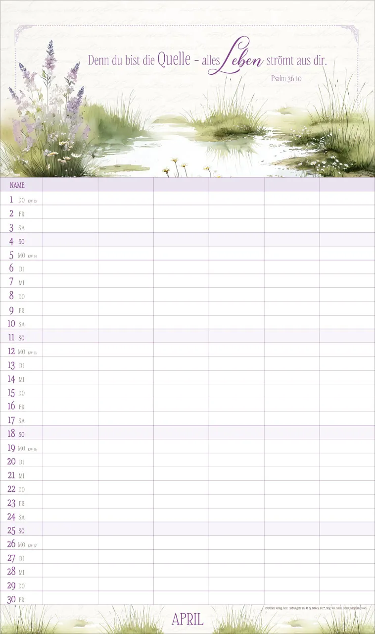 Poesie Familienplaner - Wandkalender