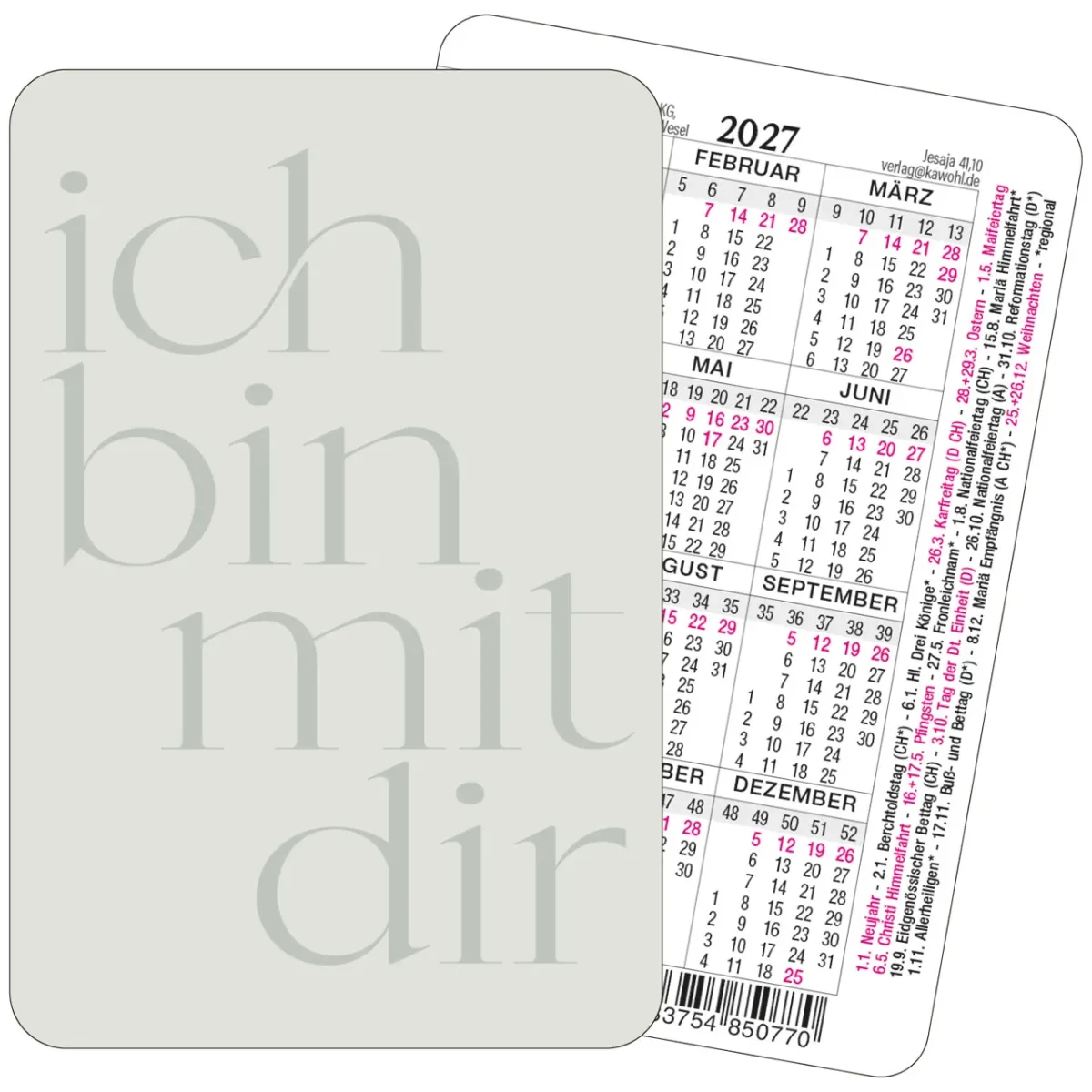 Ich bin mit dir - Spielkarten-Kalender mit JL 2027 - Seeds-of-hope-Motiv
