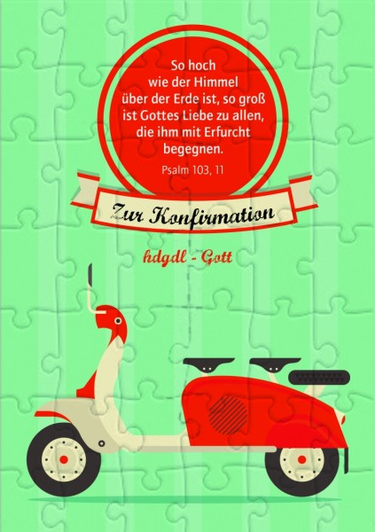 Puzzlekarte Konfirmation - So hoch wie der Himmel über der Erde ist
