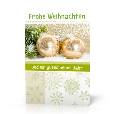 Doppelkarte Weihnachten Goldkugeln PG4