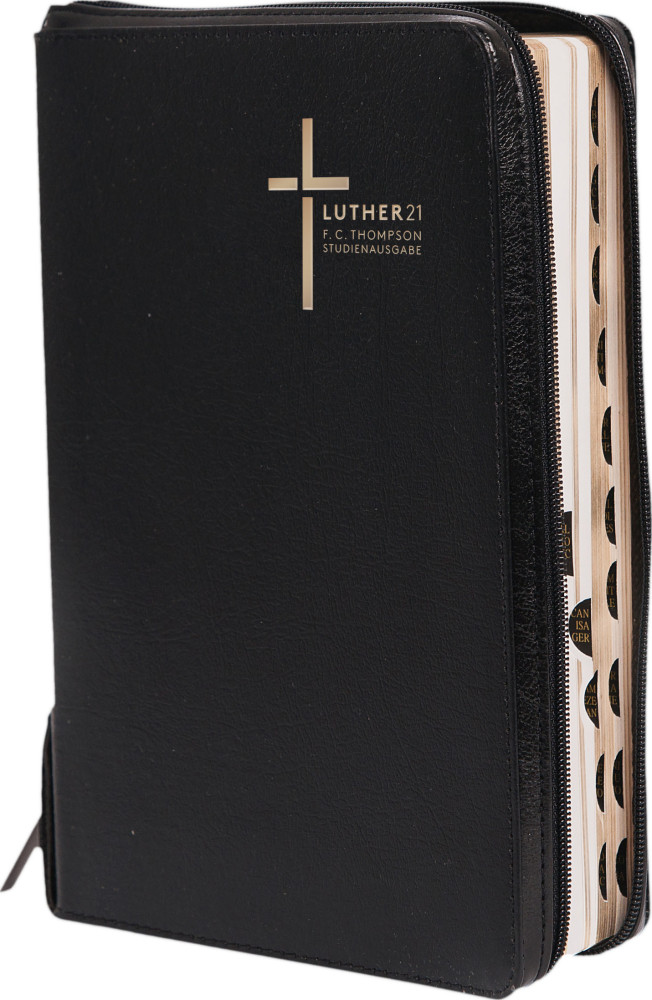 Luther21 - F.C.Thompson Studienbibel, Standard-Lederfaserstoff, schwarz, Goldschn. mit Register...