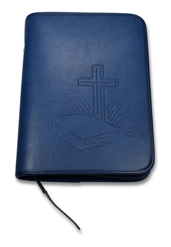 Bibelhülle Taschenausgabe - Bibel und Kreuz - Kunstleder, dunkelblau