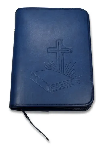 Bibelhülle Taschenausgabe - Bibel und Kreuz - Kunstleder, dunkelblau