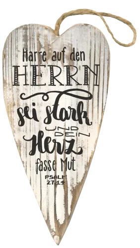 Holzherz "Harre auf den Herrn ..."