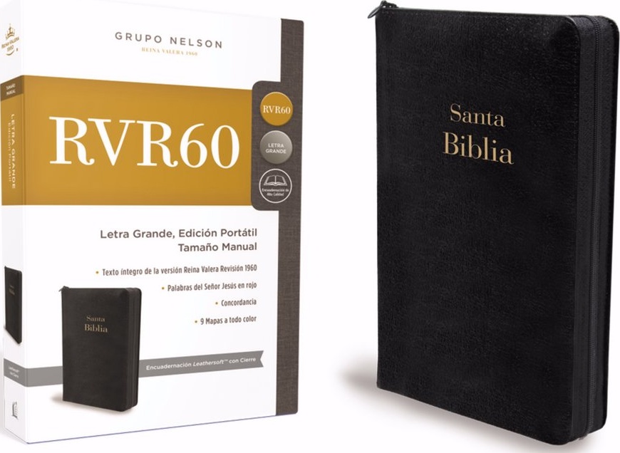 Spanisch, Bibel Reina Valera 1960, Grossdruck, Leder, schwarz, Reissverschluss