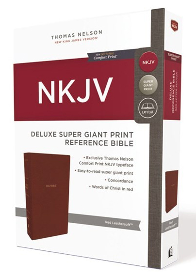 NKJV, Deluxe Reference Bible, Super Giant Print, Leathersoft, Red, Red Letter Edition