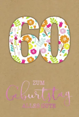 Doppelkarte 60 Bunte Blumen
