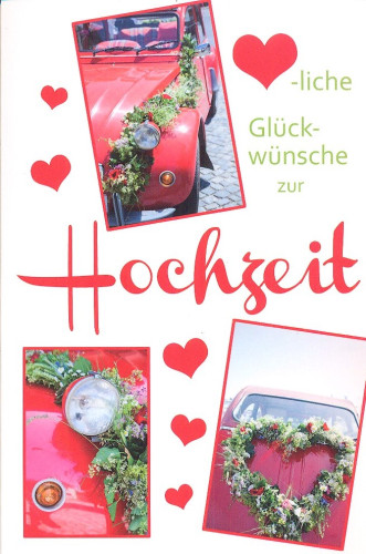 FALTKARTEN: HOCHZEIT - ROTE HERZEN