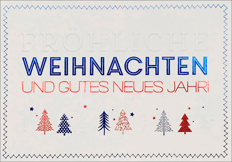 Doppelkarte Weihnachten Tannenbäume