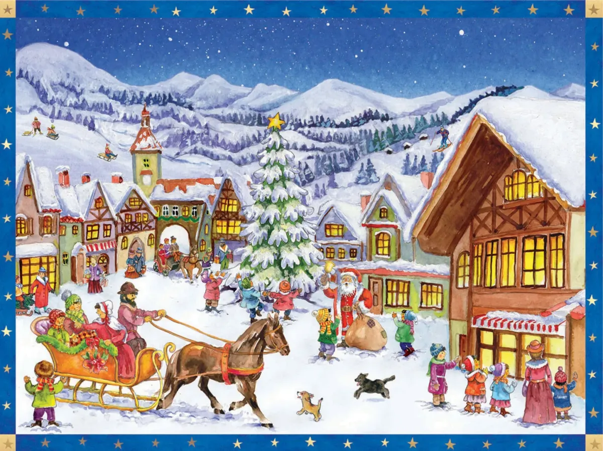 Adventskalender 'Bergweihnacht' - Papier-Adventskalender - Ab 4 J., mit Glitzer