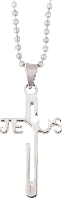 Kreuz - Kette mit Anhänger (Schriftzug Jesus)
Edelstahl