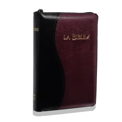 Bible Segond 21 compacte, duo noir bordeaux - couverture souple, vivella, avec zipper et tranches or